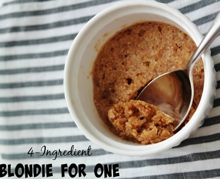 4-ingredient blondie for one, easy desserts, no bake desserts